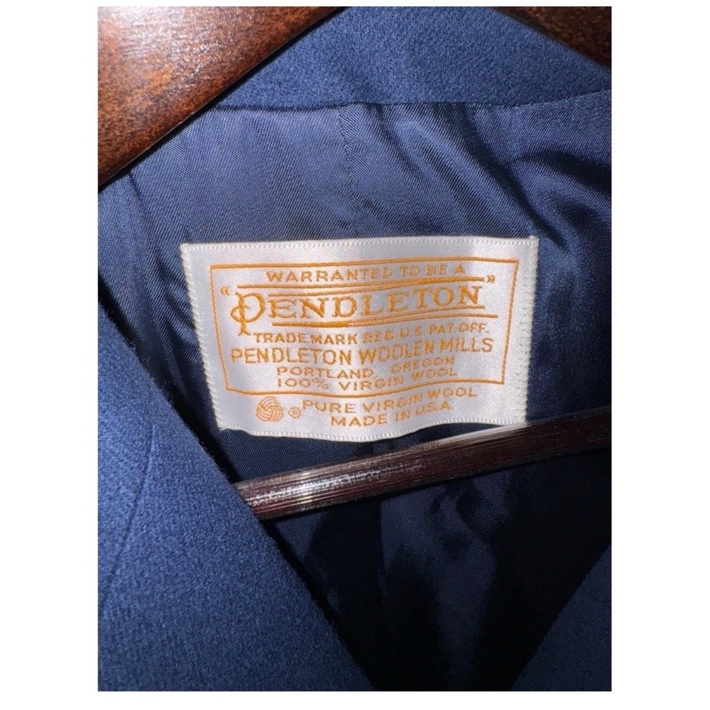 Pendleton VTG 60's Wool Overcoat Womens‎ 16 Indigo Blue Double Breasted USA T874 - Picture 3 of 16